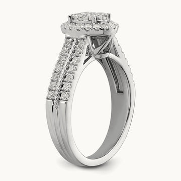 Oval Halo Cluster Engagement Ring, 0.75 ct tw