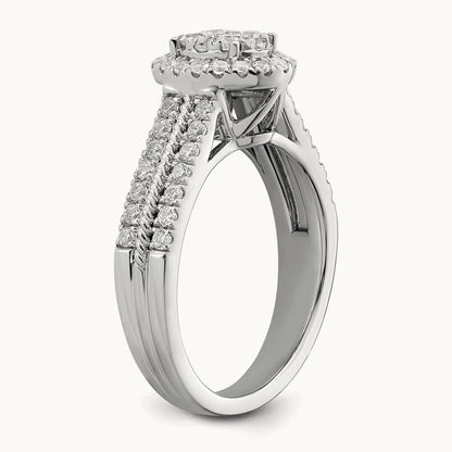 Oval Halo Cluster Engagement Ring, 0.75 ct tw