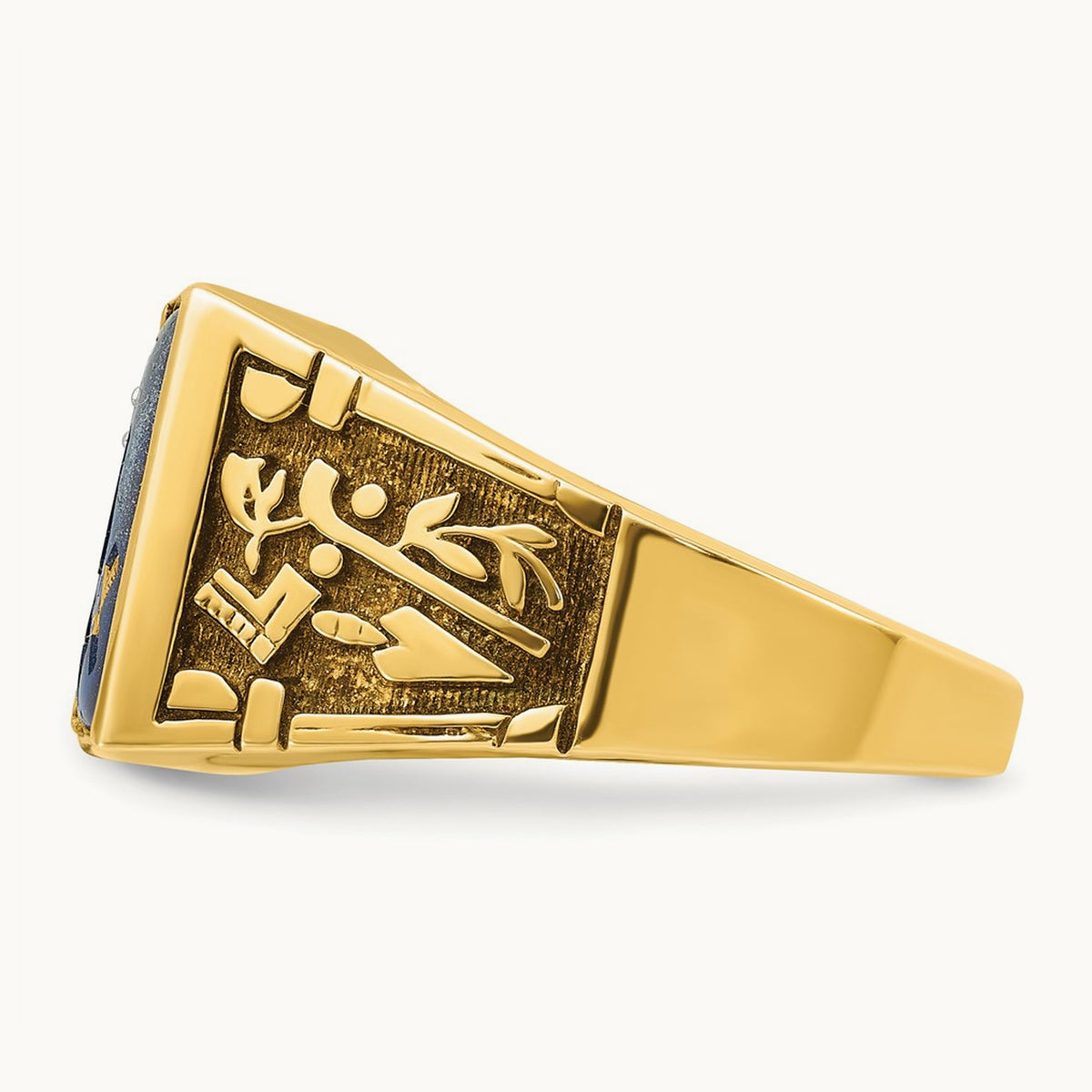 14ktt IBGoodman Men's Lab Cr. Sapphire & Dia Blue Lodge Masonic Ring