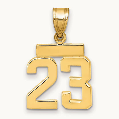 Small Polished Number 23 Charm, 14K
