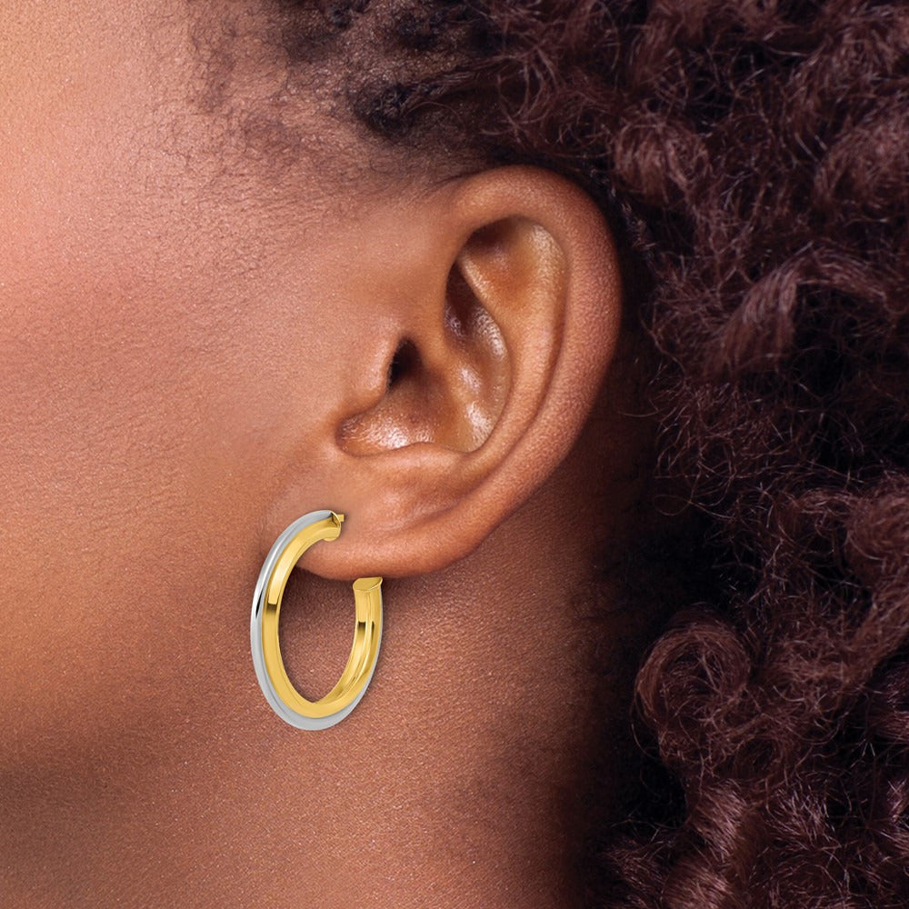 w/ Polished and Grooved J-Hoop Post Earrings — Leslie's — 27mm