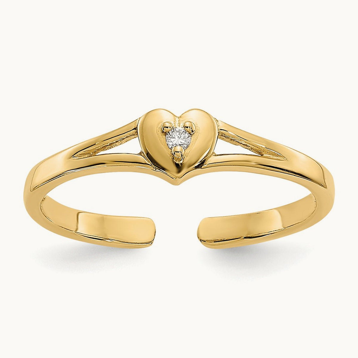 Diamond Heart Toe Ring — 14K Yellow Gold