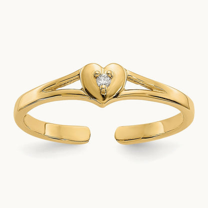 Diamond Heart Toe Ring — 14K Yellow Gold