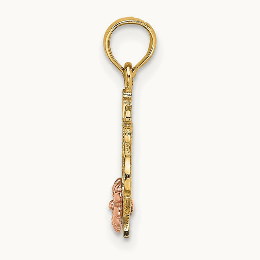 #1 GRANDMA w/ Flower Charm, 14K Two-tone