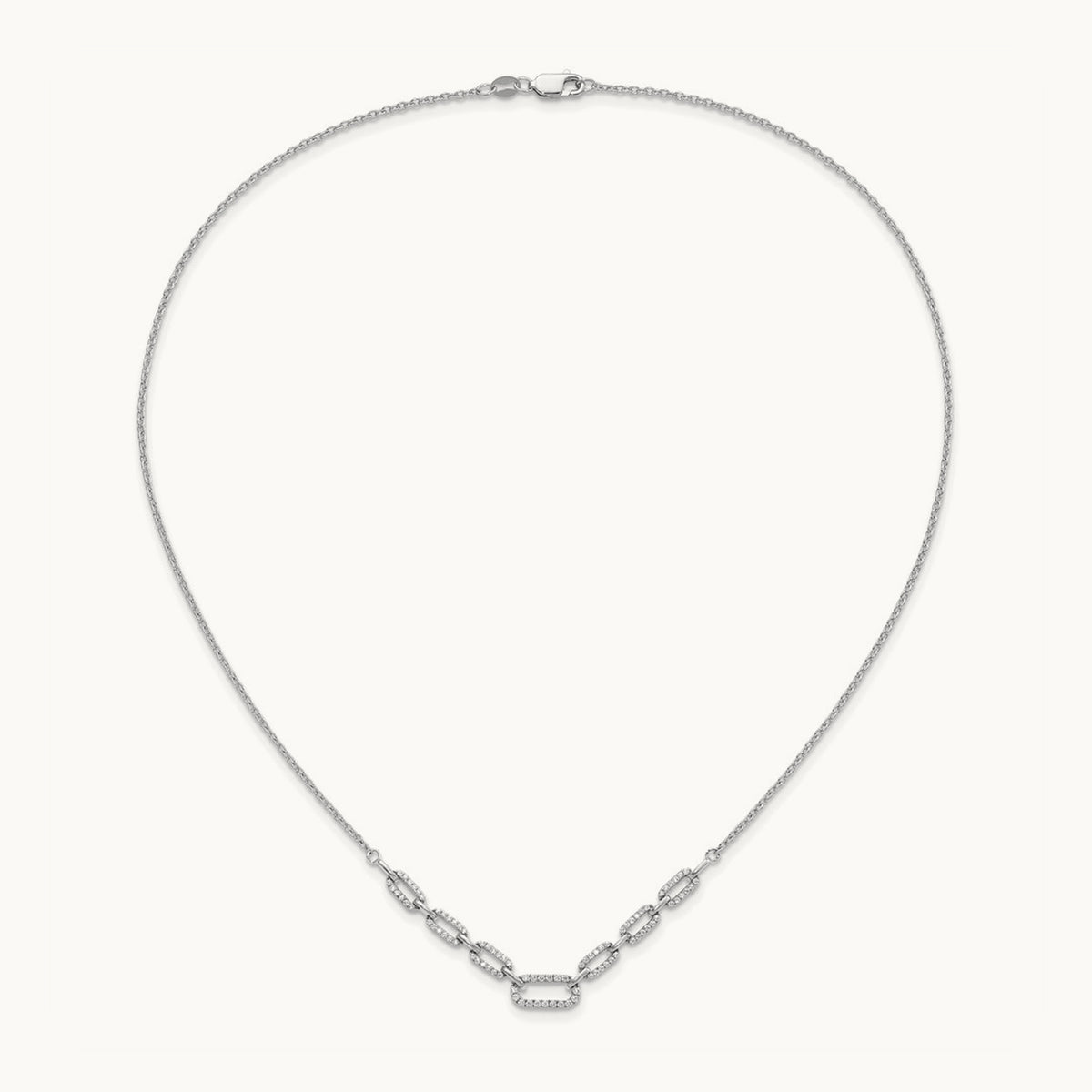 Fashion Link Necklace, 0.50 ct tw Lab-Grown Diamond — 14K White Gold