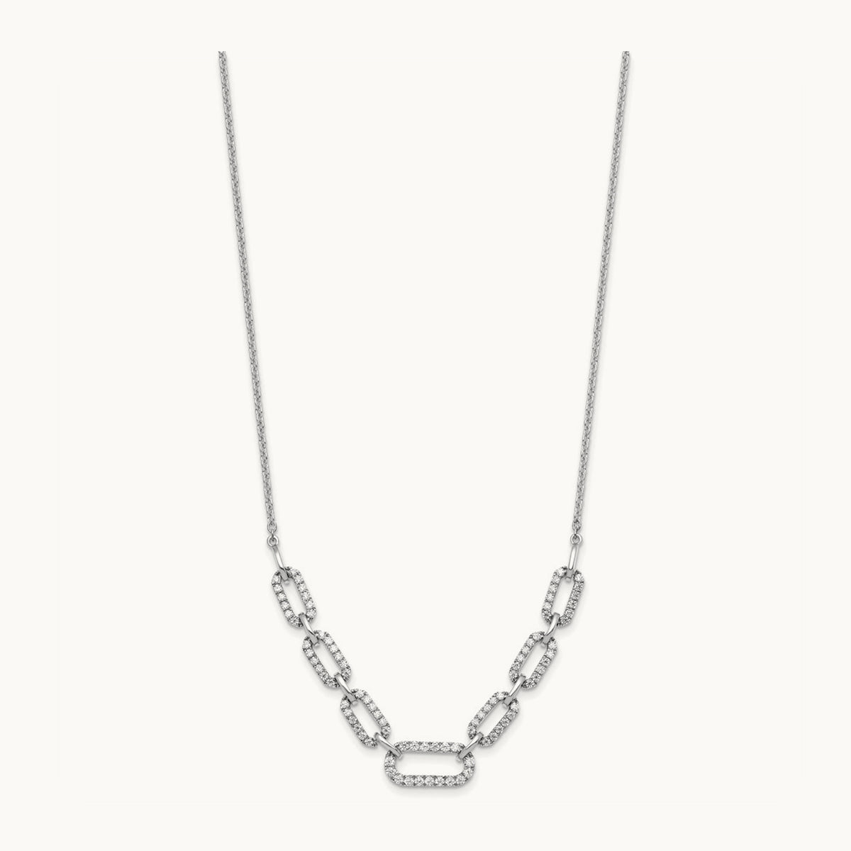 Fashion Link Necklace, 1.00 ct tw Lab-Grown Diamond — 14K White Gold