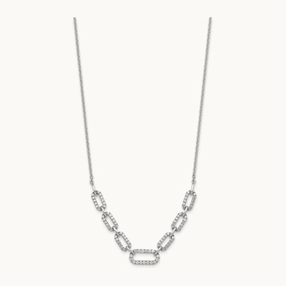 Fashion Link Necklace, 1.00 ct tw Lab-Grown Diamond — 14K White Gold