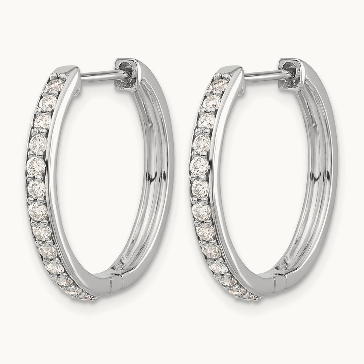 Diamond Hinged Hoop Earrings — 14K White Gold, 0.52 ct