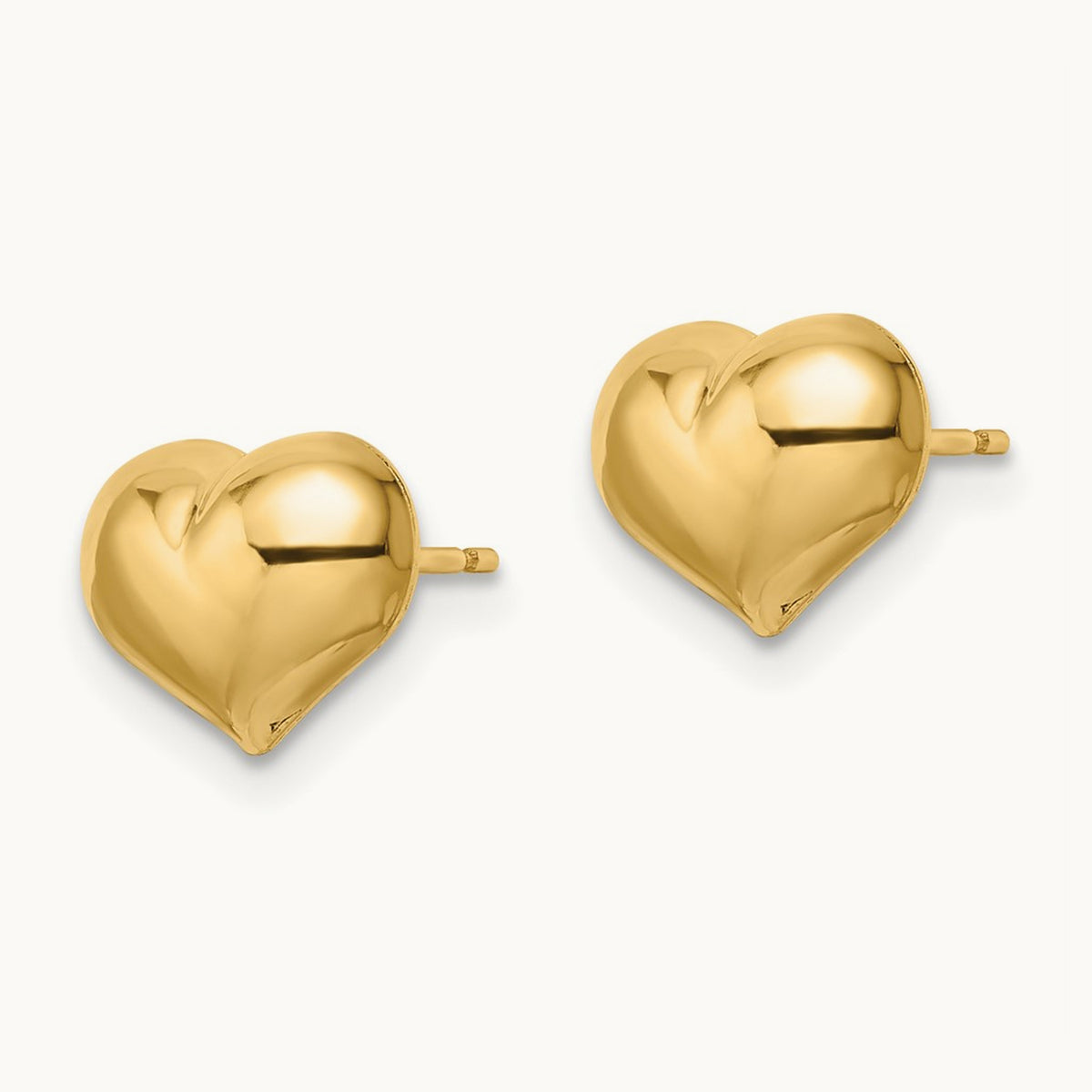 Polished Puffed Heart Post Earrings — 14K Yellow Gold, 7.75mm