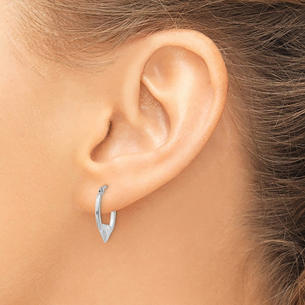 Heart Hoop Earrings — 14K White Gold