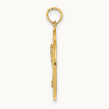 KEY WEST w/Palm Tree Circle Charm, 14K