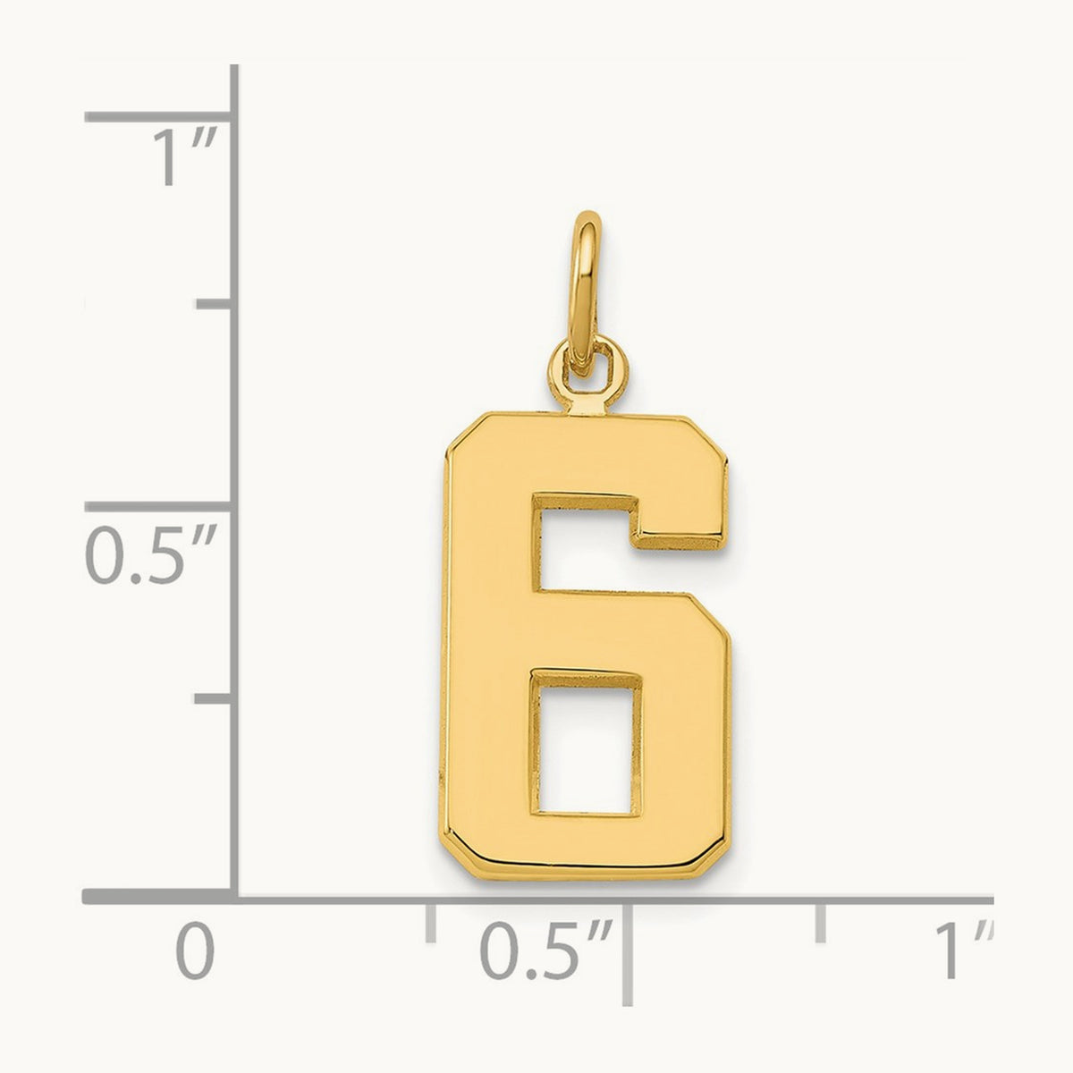 Medium Polished Number 6 Charm — 14K Yellow Gold, 17.75mm