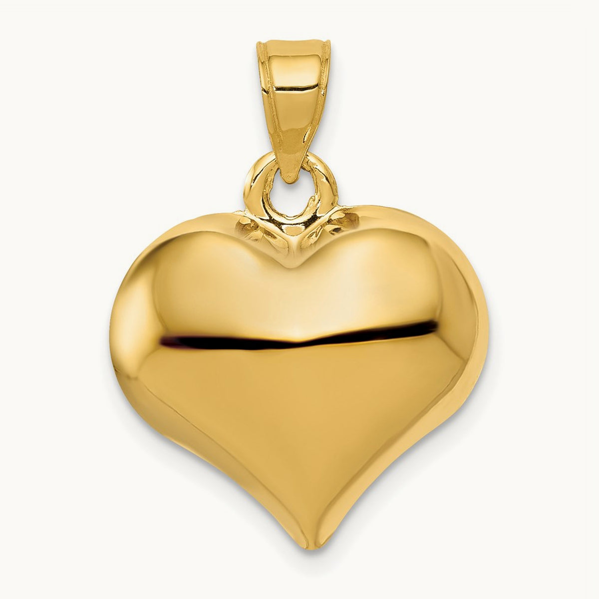 Polished 3-D Puffed Heart Pendant, 14K