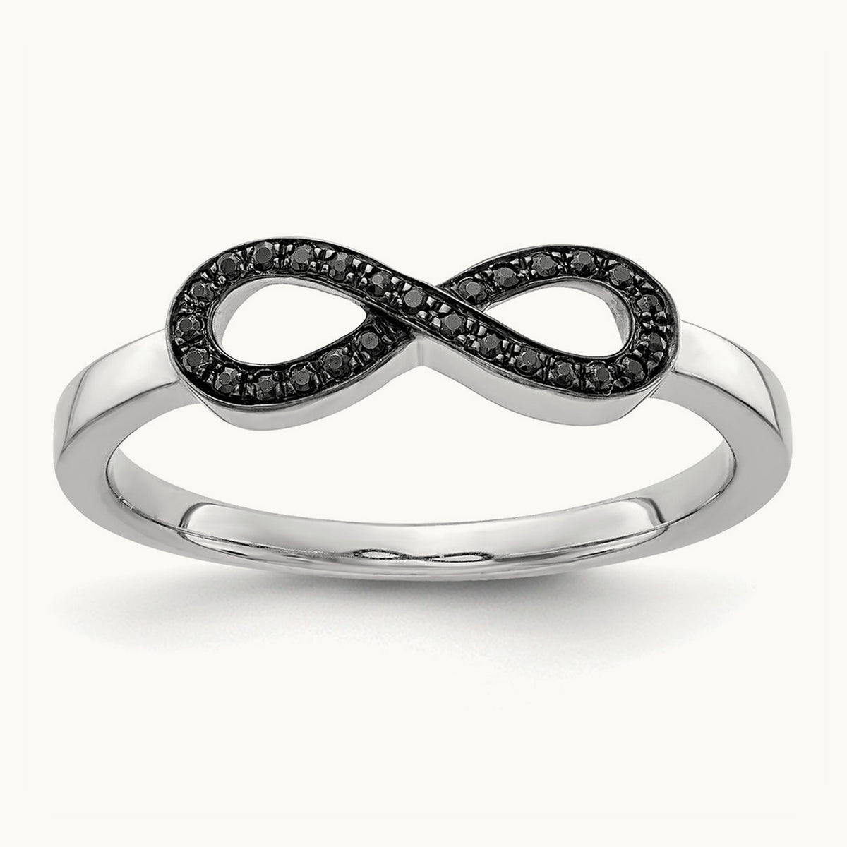 Black Diamond Infinity Ring, 14K White Gold