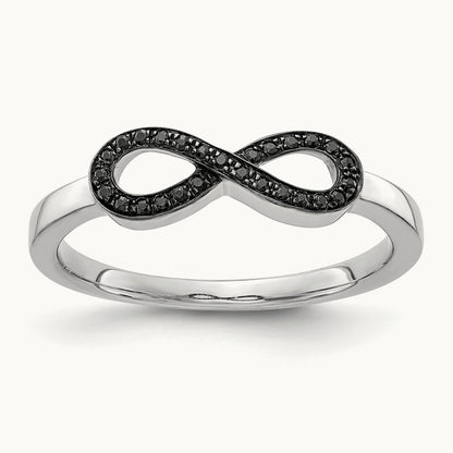 Black Diamond Infinity Ring, 14K White Gold