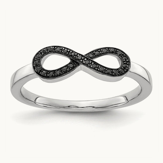 Black Diamond Infinity Ring, 14K White Gold