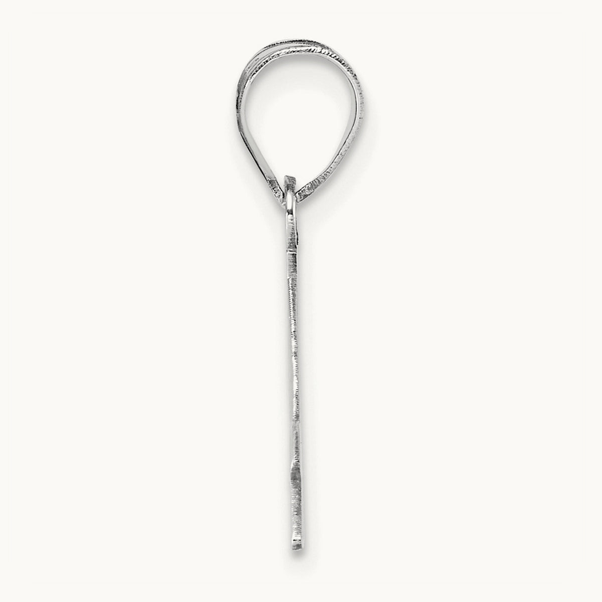 Polished Script Initial Pendant — 14K White Gold, A