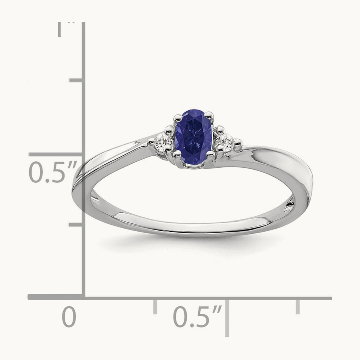 Created Sapphire and Lab-Grown Diamond Ring — 14K White Gold