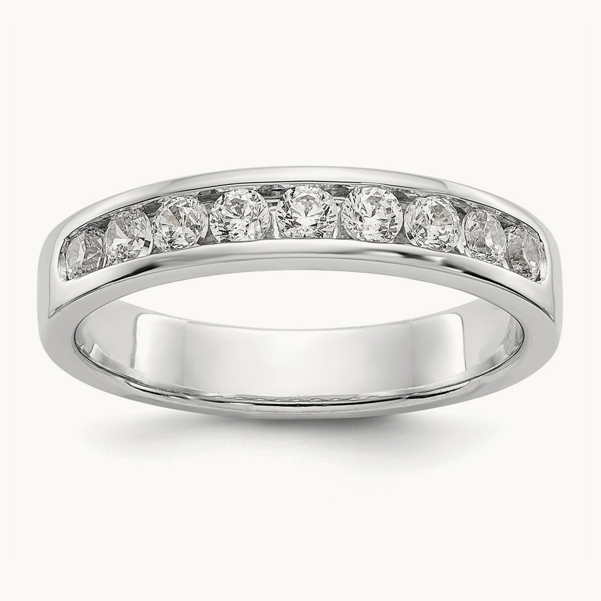 9-Stone Diamond Channel Band, 14K White Gold