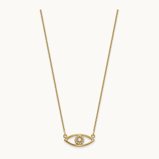 Small Necklace Diamond Evil Eye, 14K