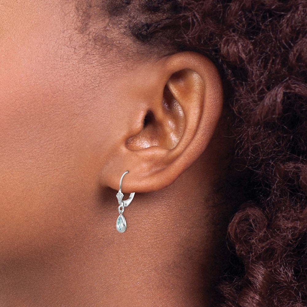 Aquamarine/March Earrings — 14K White Gold