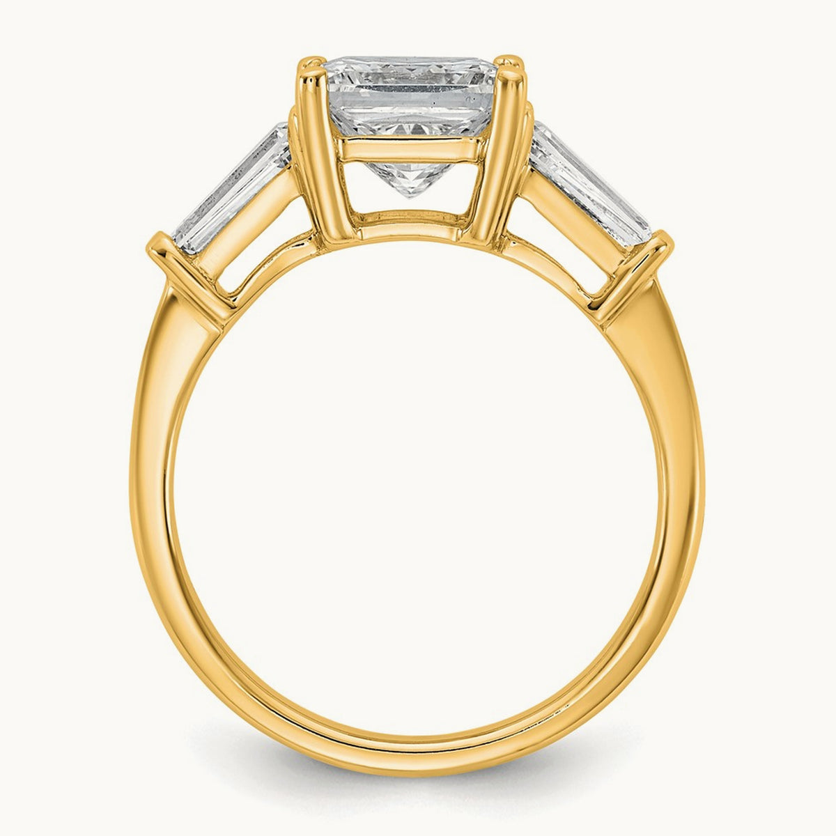 Princess & Baguette Engagement Ring — 14K Yellow Gold, 2 5/8 ct, 7