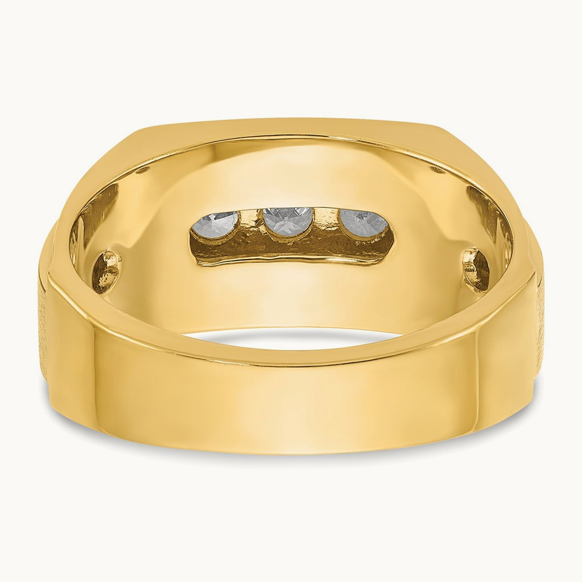 IBGoodman Men's Polished and Satin 3-Row Diamond Ring, 14K