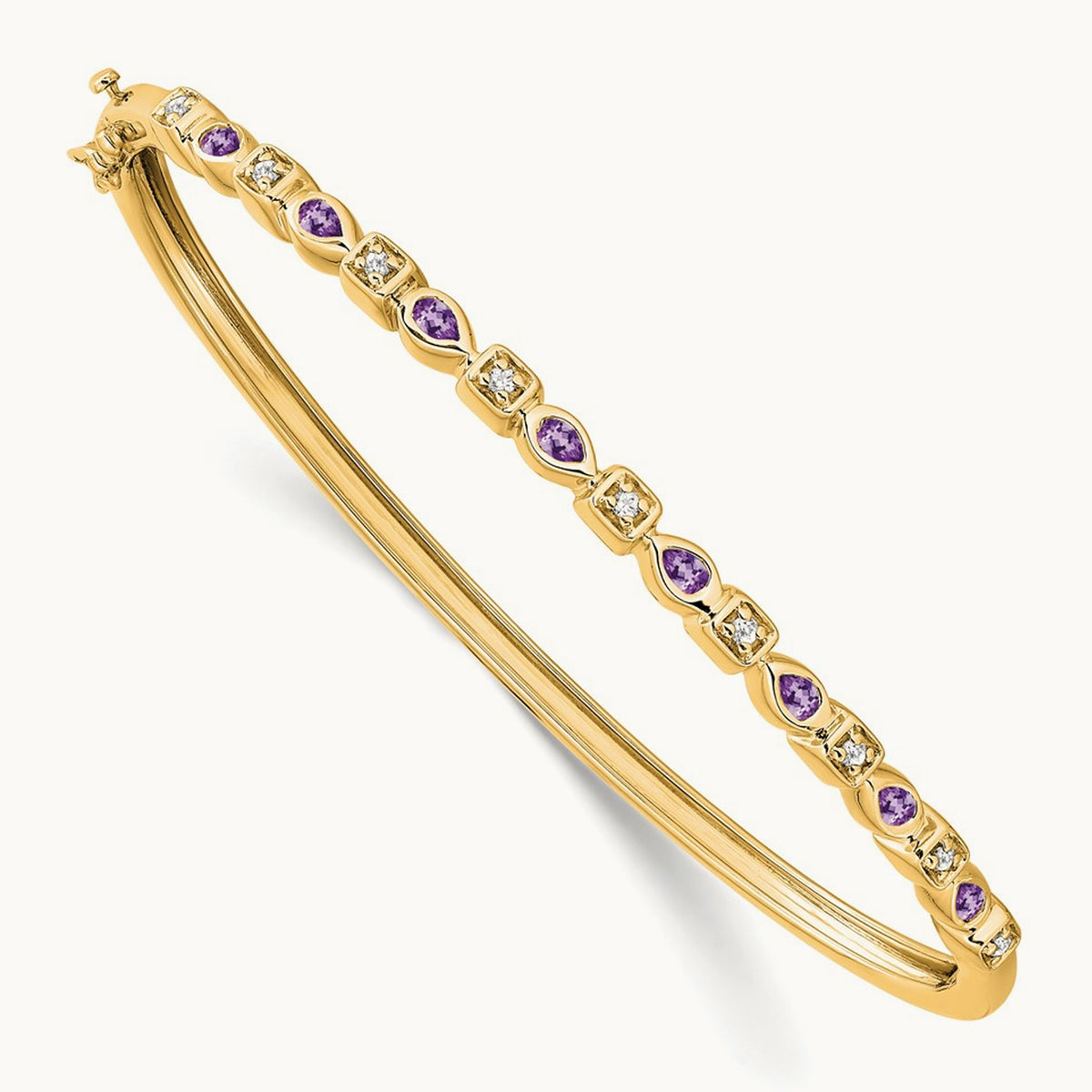 Amethyst and Diamond Bangle, 14K
