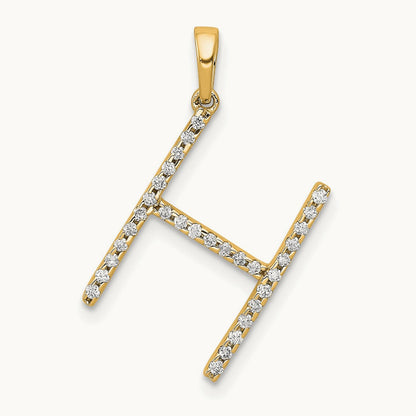Diamond Letter H Initial Pendant, 14K