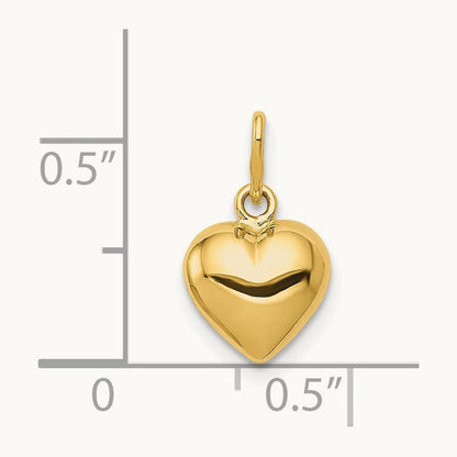 Polished 3-D Puffed Heart Charm, 14K