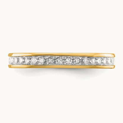 Polished Princess Channel Set Diamond Eternity Band, 1.00 ct tw, 14K Gold — 14K Yellow Gold