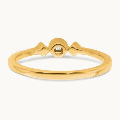 Petite Beaded Edge Cushion Complete Dia Ring, 14K Gold