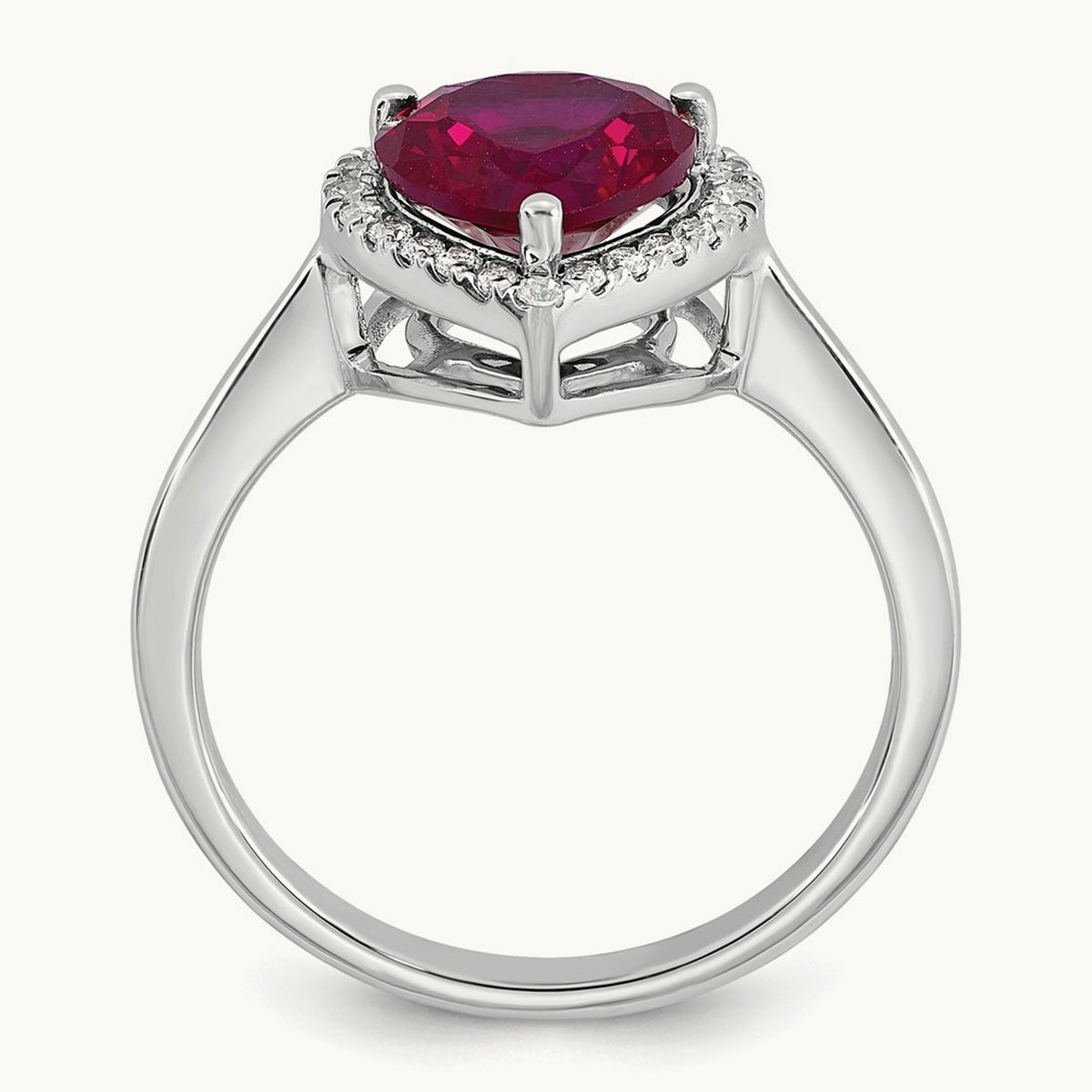 Natural Ruby Heart Ring, 0.15 ct tw Lab-Grown Diamond