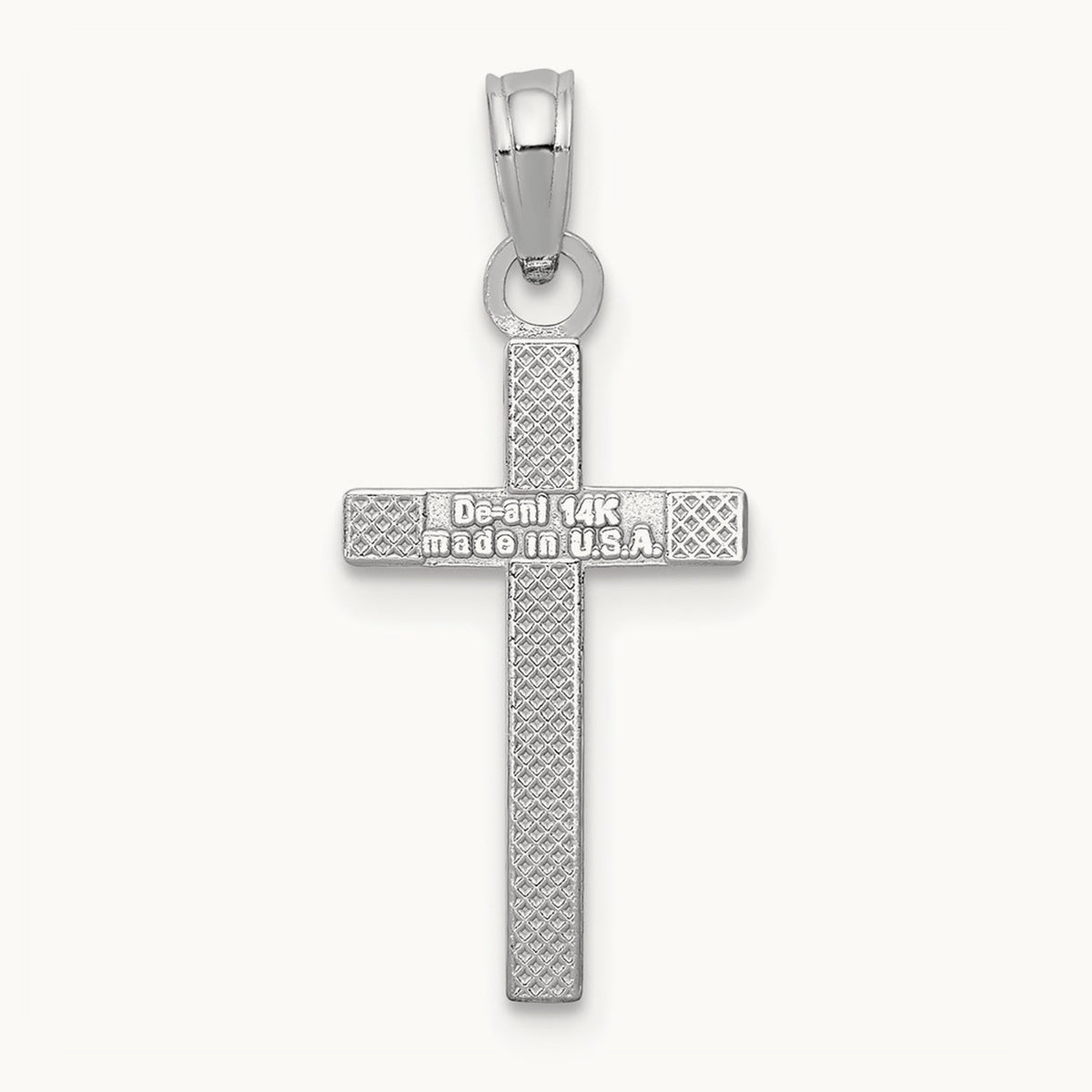 Polished Cross Pendant — 14K White Gold