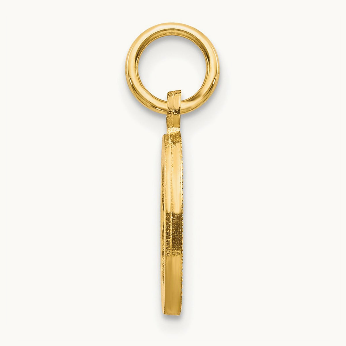 Satin Diamond-cut Initial Charm — 14K Yellow Gold, O