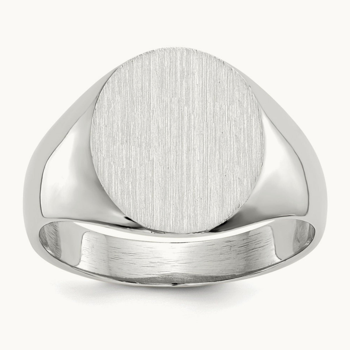 12.0x12. Closed Back Signet Ring, 5mm, 14K White Gold