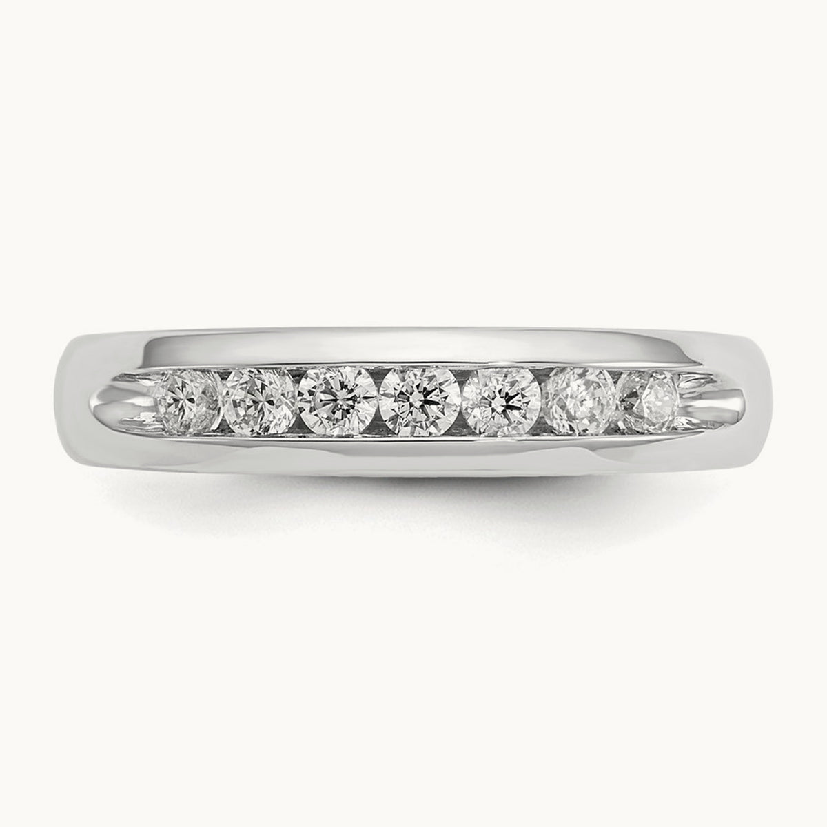 7-Stone Diamond Channel Band, 14K White Gold