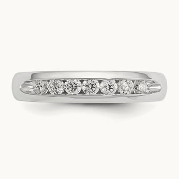 7-Stone Diamond Channel Band, 14K White Gold