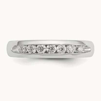 7-Stone Diamond Channel Band, 14K White Gold