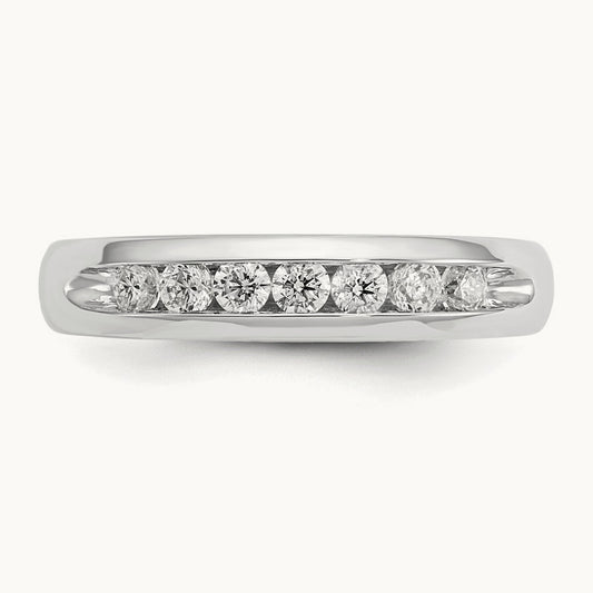 7-Stone Diamond Channel Band, 14K White Gold