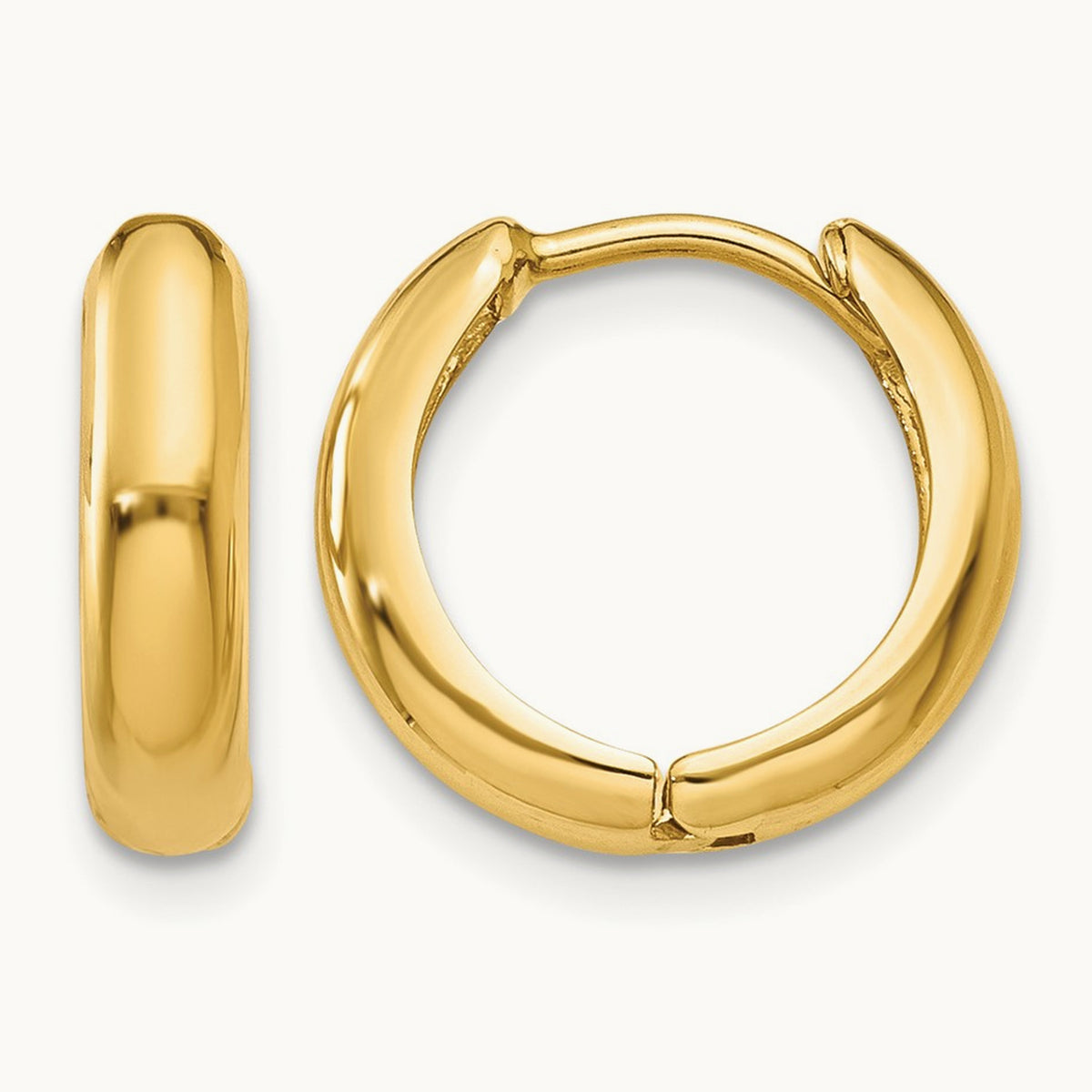 Polished Hinged Hoop Earrings — 14K Yellow Gold