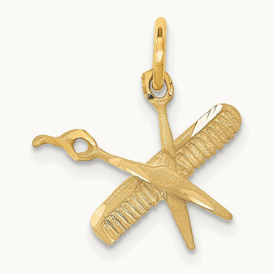 Comb and Scissors Charm, 14K