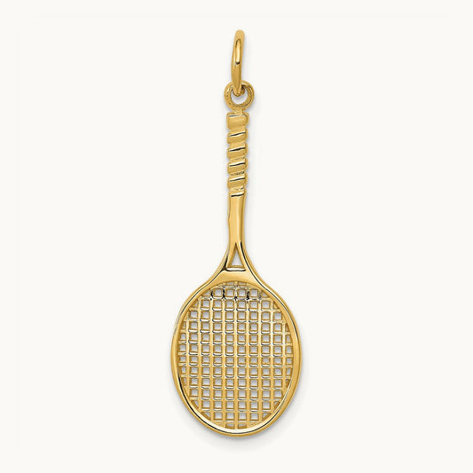 Tennis Racquet Charm — 14K Yellow Gold