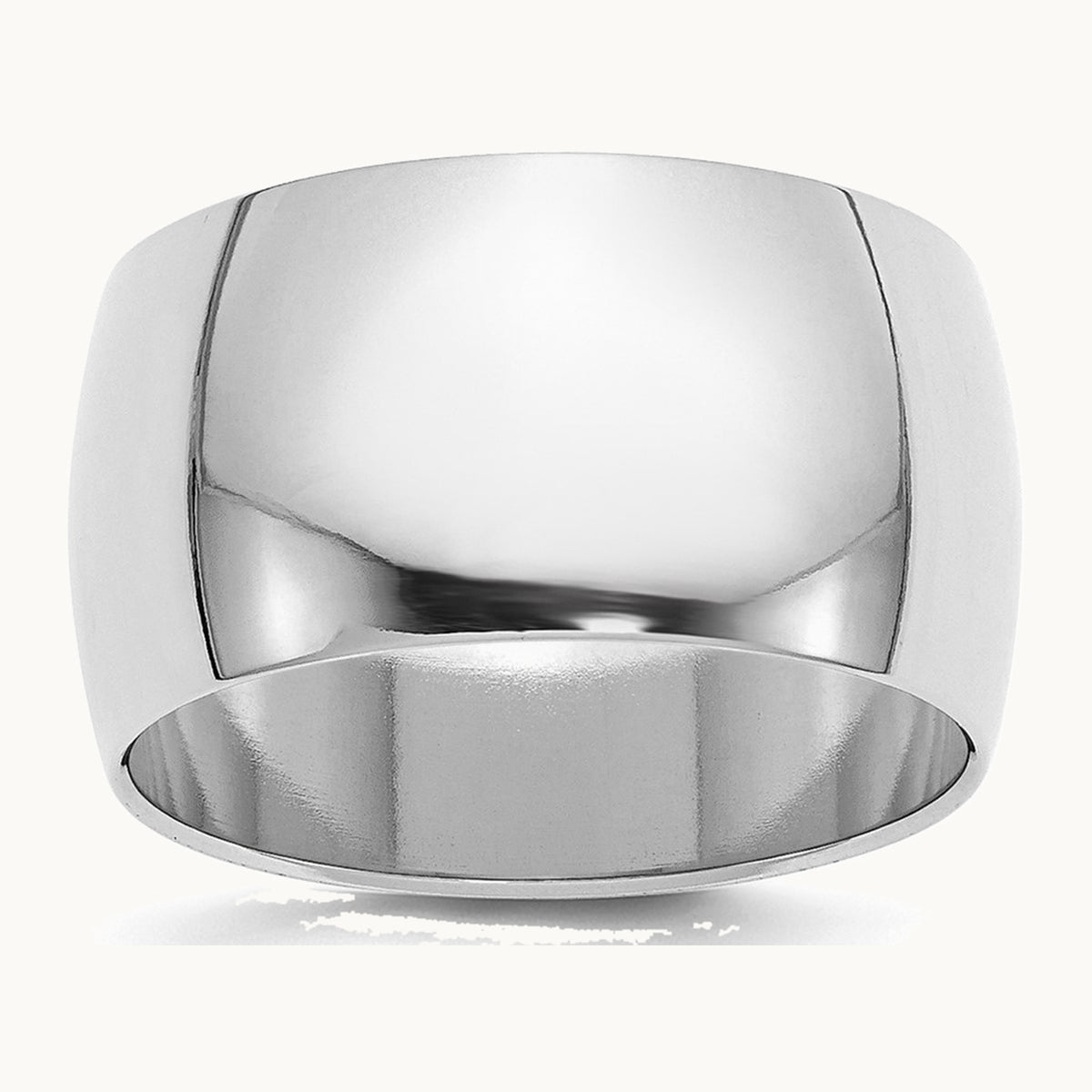 Sterling Silver Rhodium-plated 12mm Half-Round Band