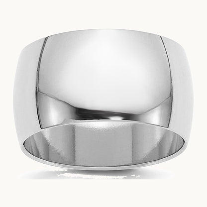 Sterling Silver Rhodium-plated 12mm Half-Round Band