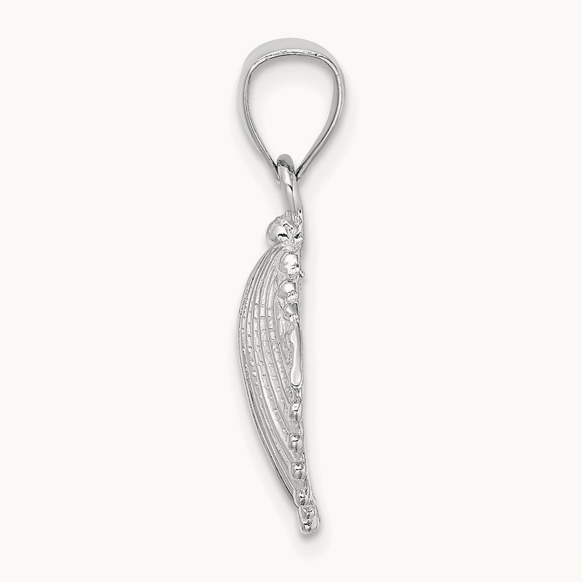 Textured Scallop Shell Charm — 14K White Gold