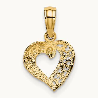 Open Mini Heart Charm, 14K