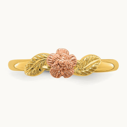 D/C Leaves w/ Flower Ring, 14K Two Tone