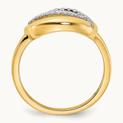 Polished Diamond Oval Ring, 14K