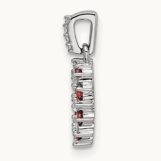 Diamond and .08 Garnet Fancy Circle Pendant, 14K White Gold